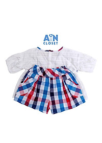 Bộ quần áo ngắn bé gái họa tiết Trắng dệt quần váy caro xanh đỏ - AICDBGZY4NWO - AIN Closet