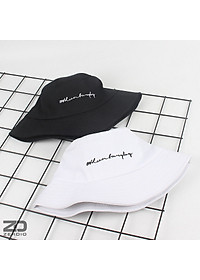 Nón bucket, mũ tai bèo nam nữ vành tròn Hàn Quốc thêu chữ ký, vải cotton cao cấp