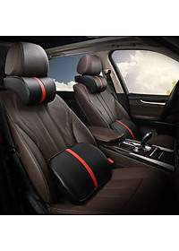 GỐI TỰA ĐẦU, TỰA LƯNG 3D CHẤT LIỆU CAO SU NON BỌC  DA TRÊN XE Ô TÔ - NHIỀU MÀU