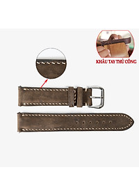 Dây đồng hồ da bò Vintage Bụi Leather D111 - Da thật khâu tay thủ công cao cấp - Bảo hành 12 tháng