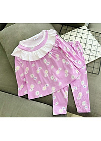 Bộ ngủ dài tay cho bé gái từ 8-25kg chất cotton hàng xuất mềm mịn mát