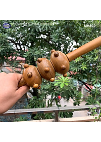 Cây lăn Massage toàn thân 3 bánh bi gai bằng gỗ Bách Xanh thơm (MH892) chăm sóc sức khỏe - giảm căng thẳng mệt mỏi