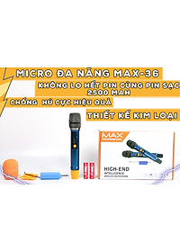 Bộ 2 Micro không dây đa năng Max 56 và Max 36 - Nâng cấp từ Max 39 - Hút âm tốt, Hạn chế hú rít - Sạc pin ngay trên mic - Pin sạc dung lượng cao - Màn hình LCD hiển thị tần số - Phù hợp mọi thiết bị - Micro karaoke - Hàng chính hãng