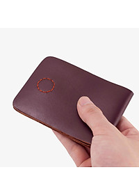 Ví sen 3 da bò Pullup V122, bóp mini nam nhỏ gọn hai màu đen và nâu, đường chỉ may tinh tế, đựng thẻ kẹp tiền tiện lợi,fullbox, thương hiệu Bụi leather chuyên đồ da thật