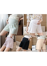 Quần Đùi Bầu Mặc Nhà Mùa Hè Azuno A10 Chất Liệu Lụa Ren Siêu Mát Có Đáp Và Chun Chỉnh Bụng Co Giãn Thoải Mái