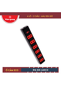Ổ cắm Điện Quang ECO ĐQ ESK 2BR 62ECO (6 Lỗ 2 chấu, dây dài 2m, màu đen đỏ)