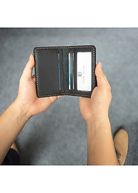 Ví namecard da bò V130, ví đựng thẻ da thật, khâu tay thủ công, ví mini nam đường chỉ tinh tế, thương hiệu Bụi leather chuyên đồ da thật