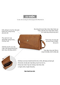 Túi đeo chéo nữ thanh lịch IDIGO FB2 - 380, túi xách cầm tay dáng chữ nhật nắp gập