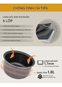 Nồi Cơm Điện Tử BlueStone RCB-5938 (1,8 Lít) - Hàng chính hãng