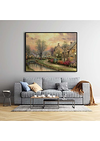 Tranh canvas trang trí tường phong cảnh Châu Âu cổ điển phong cách sơn dầu - PC002