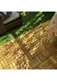 Vỉ Gỗ Lót Sàn Ban Công Thương Hiệu ANKAN Màu Nâu Vàng Loại 12 Nan, Ván Gỗ Lót Sàn Ngoài Trời, Sân Vườn, Hồ Bơi, Phòng Spa, Siêu Bền, Chịu Nước Tốt, Chống Trơn Trượt, Tiêu Chuẩn Xuất Khẩu (1 Vỉ)