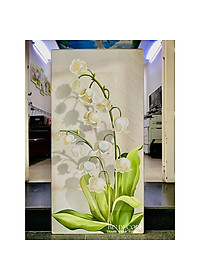 (ẢNH THẬT) Tranh treo tường hoa linh lan trắng bo viền vàng kèm đinh treo