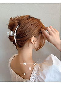Kẹp Tóc Càng Cua Đính Ngọc Trai Nhân Tạo Phong Cách Hồng Kông Thâp Niên 90s