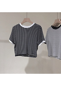 áo thun ngắn croptop sọc ngang mềm mịn cute