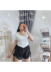 Quần short nữ bigsize chất vải mango bảng lưng chun có độ co giản thoai mái Q9