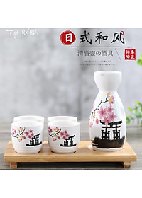 Bộ bình rượu gốm sứ Sakura phong cách Nhật Bản Cổ Điển, Bộ bình rượu Sake cao cấp