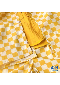 Bộ quần áo ngắn unisex họa tiết Caro vàng cotton - AICDBT4VX6RE - AIN Closet