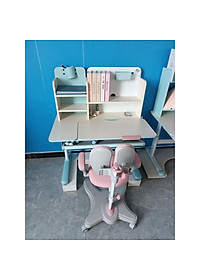 Bộ bàn học cho bé Sakawin S80 và Ghế G90 mới nhất, Bàn học sinh có giá sách Nâng hạ tay quay, Giá Nhập