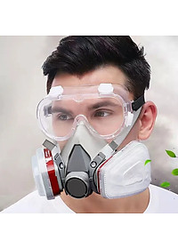 Trọn Bộ Mặt Nạ Chống Độc 3M 6200 Kèm Kính (Phun Thuốc Trừ Sâu, Phun Sơn, Chống Khói Bụi Mịn Và Hóa Chất)