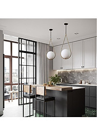 Đèn thả SAPAS chao thủy tinh địa cầu, khung mạ vàng hình giọt nước - kèm bóng LED chuyên dụng (82).