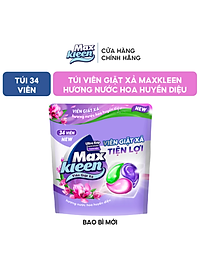 Túi Viên Giặt Xả MaxKleen 2 Trong 1 Hương Nước Hoa Huyền Diệu (34 viên/ túi)