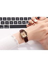 Đồng Hồ Nữ Julius Hàn Quốc JA-703LD Cổ Điển Dây Da Màu Nâu