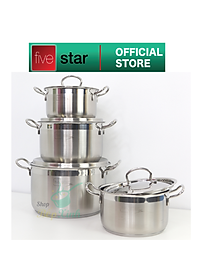 Bộ nồi chảo cao cấp Fivestar Plus 6 món nắp inox | tặng 1 vá canh