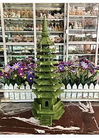 Tháp văn xương 9 tầng đá ngọc Ấn Độ ( đá serpentine ) cầu công danh tài lộc - Cao 38cm