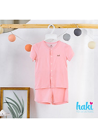 Bộ quần áo sơ sinh cho bé trai - bé gái - cộc tay cài giữa vải tre siêu mềm mịn cao cấp Haki BB001 ( 2,5kg - 15kg) 
