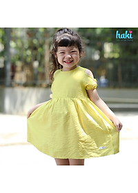 Váy bé gái_đầm cộc tay hở vai chính hãng HAKI, váy mùa hè cho bé, đầm trẻ em, váy thiết kế cho bé 10-27kg HK521