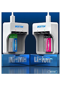 Bộ sạc pin 9V Beston M7023L có tính năng sạc nhanh, tự ngắt khi đầy, đèn báo thông minh dùng cho micro, đồng hồ vạn năng