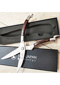 Kéo Cắt Xương Gà Vịt SeKi Nhật Bản, Cán 100% Gỗ Tự Nhiên chống trơn trược, Kéo cắt xương gà vịt chuyên nghiệp. Thép dày có lò xo bật nhảy giúp không mỏi tay