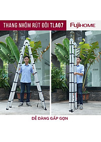 Thang nhôm rút gọn chữ A FUJIHOME TLA07 ( Chiều cao chữ A 2,1m- Cao chữ I 4m- Rút gọn 0,9m - KHóa chốt an toàn, để chống trượt)  Hàng Chính hãng