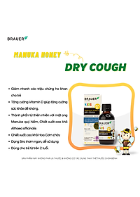 Siro hỗ trợ giảm ho cho trẻ từ 2 tuổi Brauer Manuka Honey Úc giảm ho, ngứa và rát cổ họng, làm mát và dịu cổ họng, tăng sức đề kháng - OZ Slim Store