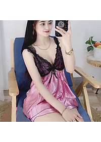 Đồ ngủ sexy nữ Đồ ngủ 2 dây viền ren đen không mút, chất phi mịn quyến rũ 382