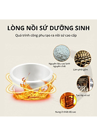 Nồi cơm điện lòng sứ dưỡng sinh 1.2L Mishio MK381 - Hàng chính hãng