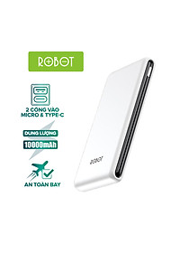 Pin Sạc Dự Phòng 10.000mAh ROBOT RT180 – 2 Cổng Sạc Vào Type-C/Micro, Kích Thước Mỏng và Nhẹ – HÀNG CHÍNH HÃNG