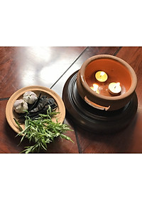 Combo bếp đốt xông bồ kết, thảo dược kèm nến