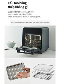 Lò nướng chân không kết hợp chức năng hấp Lock&Lock EJF693GRY Steam Air Fryer Oven (12.5 Lít) - Hàng chính hãng