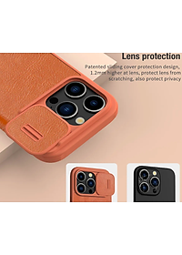 Bao da dành cho iPhone 15 Pro Max, 15 Pro hàng chính hãng Nillkin QIN có nắp trượt bảo vệ camera - Hàng nhập khẩu