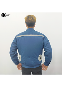 Bộ Áo Điều Hòa DOKY Nhật Bản Chất Liệu Vải Kaki Cao Cấp, PIN Dung Lượng Cao 30.000mAh, Quạt Không Chổi Than 12V Chạy Bền Khỏe - Màu Xanh Than