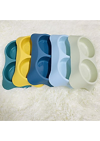 Bát Ăn Đôi Nhựa Cao Cấp Cho Chó Mèo Hình Thang