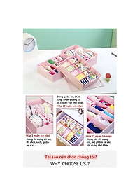 Bộ 3 khay nhựa PP đựng áo ngực, đồ lót, tất đa năng Homestar