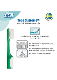 Bàn Chải Đánh Răng Mềm Tepe Supreme (1 Cây) - Lông Dài Ngắn Xen Kẽ, Làm Sạch Kẽ Răng, Bảo Vệ Nướu - Nhập Khẩu Thuỵ Điển