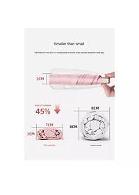 Dù Mini Gấp Gọn  UPF50+ 2 Lớp Chống UV Tia Cực Tím ( Ô Che Mưa Nắng Bỏ Túi Văn Phòng Kích Thước Siêu Nhỏ 18cm ) - Hàng Chính Hãng MINIIN
