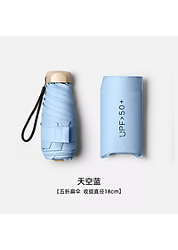 Dù Mini Gấp Gọn  UPF50+ 2 Lớp Chống UV Tia Cực Tím ( Ô Che Mưa Nắng Bỏ Túi Văn Phòng Kích Thước Siêu Nhỏ 18cm ) - Hàng Chính Hãng MINIIN
