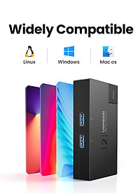 Ugreen UG15149CM618TK 2 vào 1 ra Bộ gộp USB 3.0 hỗ trợ tốc độ 5Gbps kèm 2 cáp 2 đầu USB 3.0 dài 1.5M Màu Đen - HÀNG CHÍNH HÃNG