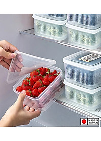 Hộp thực phẩm vuông có giá lót, nắp mềm Nakaya 1100ml Nội địa Nhật Bản