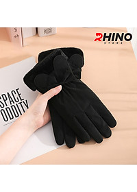 Găng tay Nữ giữ ấm lót lông cừu, chống gió Rhino G9022 cảm ứng điện thoại, đi xe máy