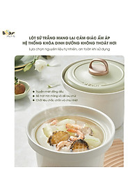Nồi Chưng Yến Nấu Cháo Kho Cá Bear SB-NNC20 - Bản Tiếng Việt Dung Tích 2 Lít Công Suất 175 W - Hàng Chính Hãng